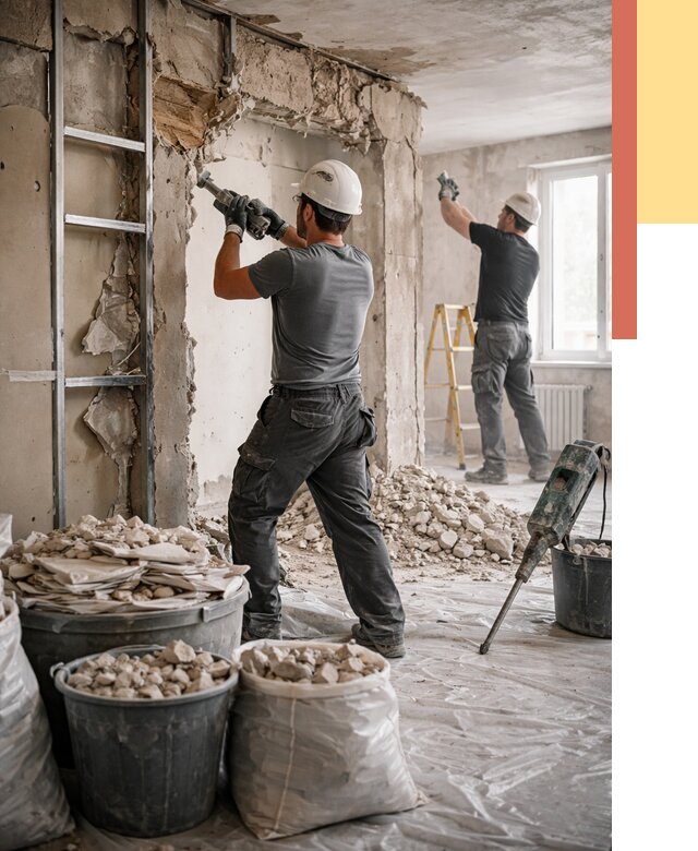 Демонтажные работы в Холмске от 2773 руб. — услуги и цена под ключ | ОТДЕЛОЧНИК-Хлм