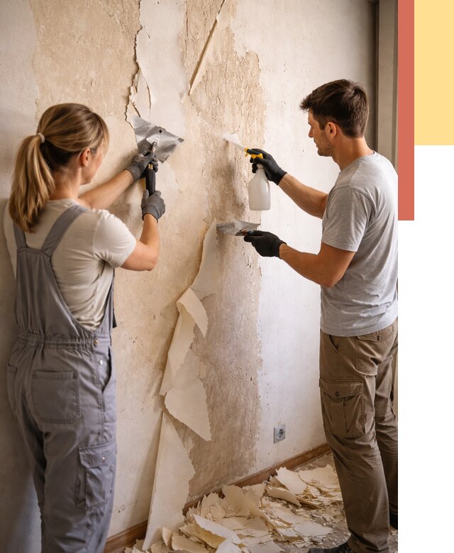 Снятие старых обоев в Холмске от 5392 руб. под ключ недорого | ОТДЕЛОЧНИК-Хлм