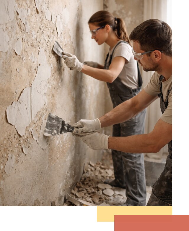 Снятие старой шпаклевки и подготовка поверхностей в Холмске