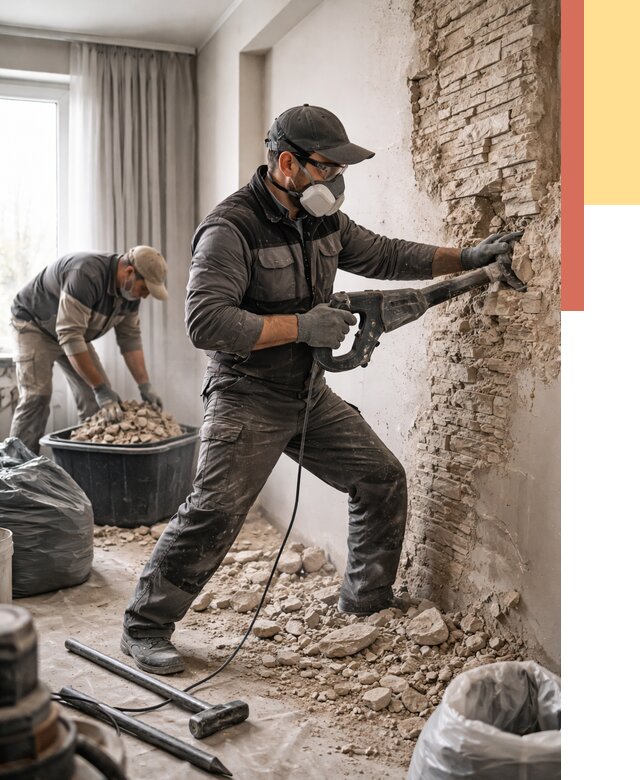 Демонтаж декоративного камня в Холмске от 1489 руб/м² — быстро и недорого | ОТДЕЛОЧНИК-Хлм