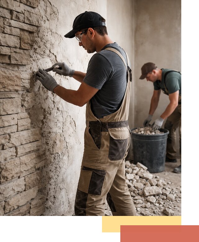 Демонтаж декоративного камня в Холмске профессионально и безопасно