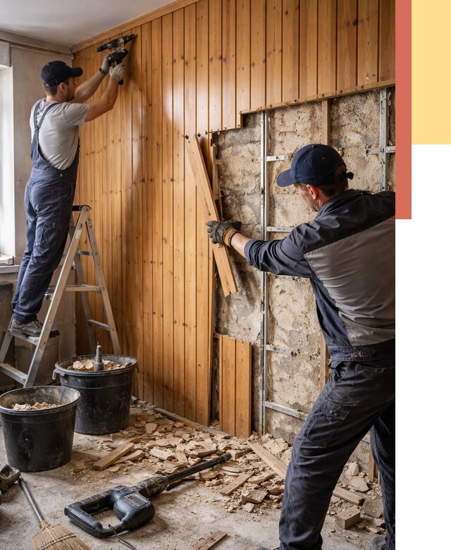 Демонтаж вагонки со стен в Холмске от 1489 руб. — снятие, удаление, срочно | ОТДЕЛОЧНИК-Хлм