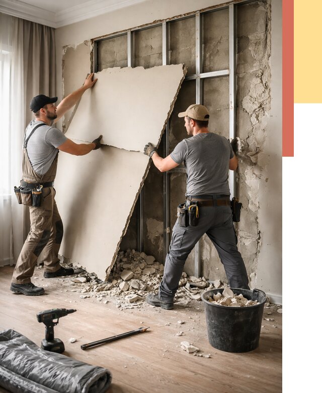 Демонтаж гипсокартона со стен в Холмске от 359 руб. — услуги демонтажа | ОТДЕЛОЧНИК-Хлм