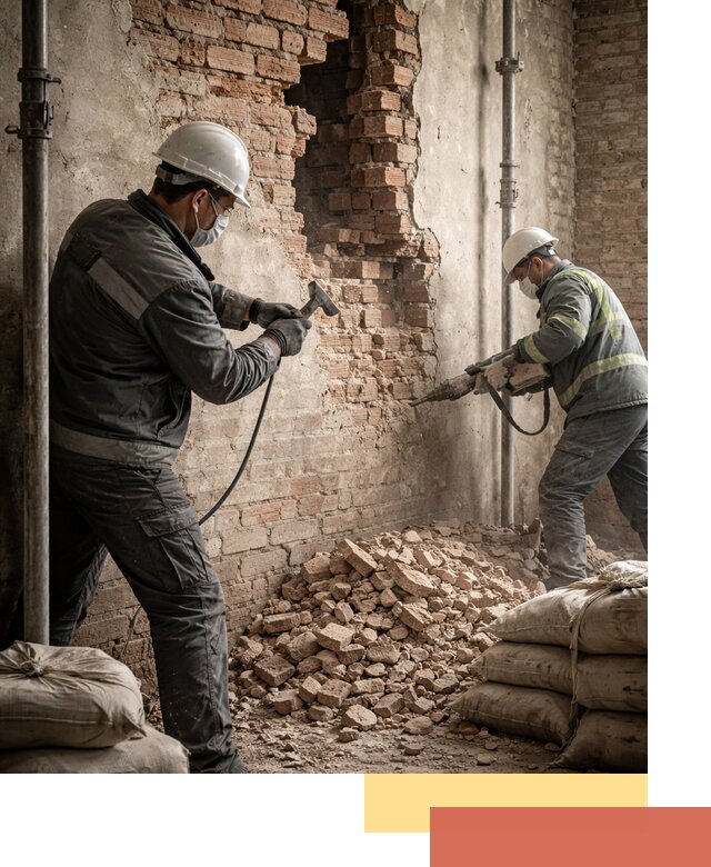 Демонтаж кирпичных стен в Холмске быстро и безопасно