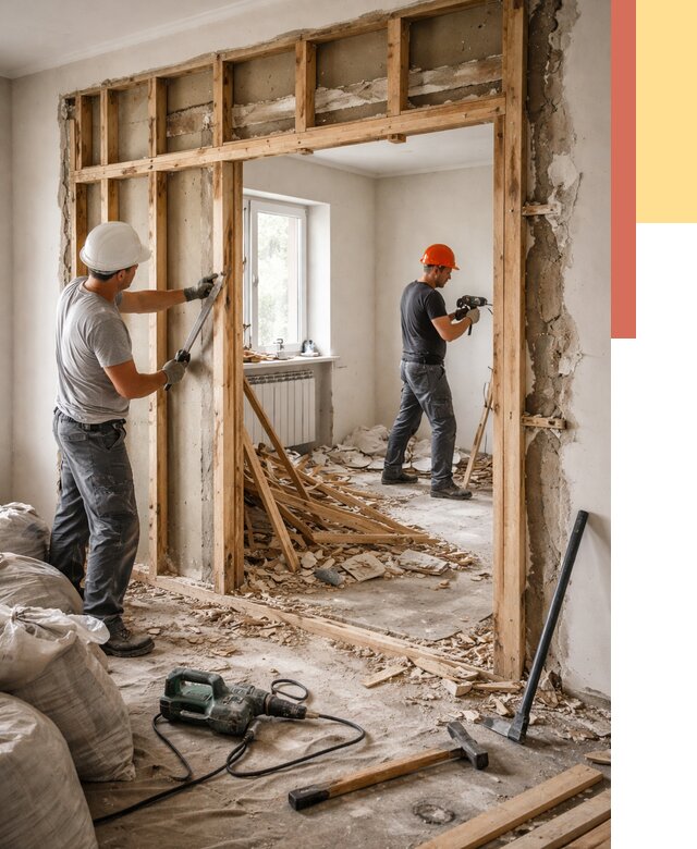 Демонтаж деревянных перегородок в Холмске от 3287 руб. — быстро и недорого | ОТДЕЛОЧНИК-Хлм