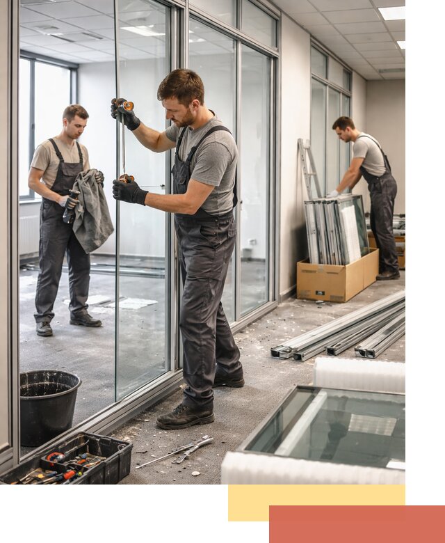 Демонтаж стеклянных перегородок в Холмске быстро и безопасно