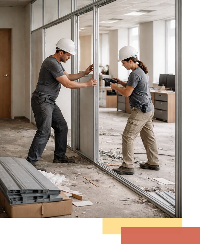 Демонтаж алюминиевых перегородок в Холмске быстро и аккуратно