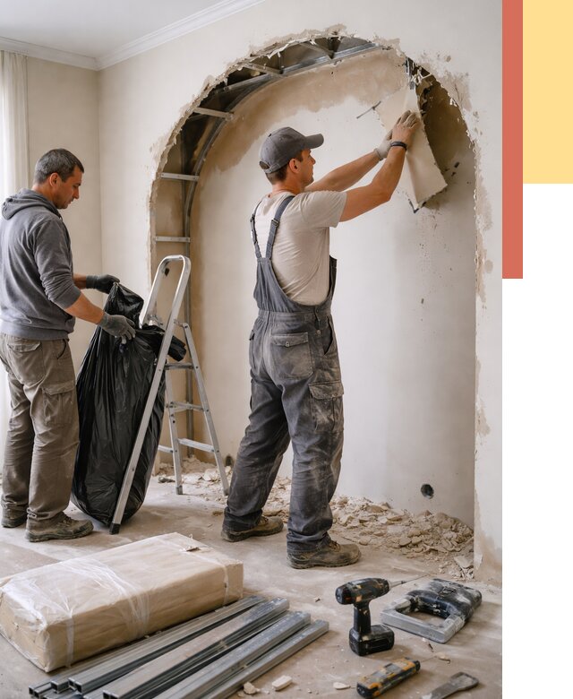 Демонтаж арки из гипсокартона в Холмске от 3595 руб. — услуги под ключ | ОТДЕЛОЧНИК-Хлм