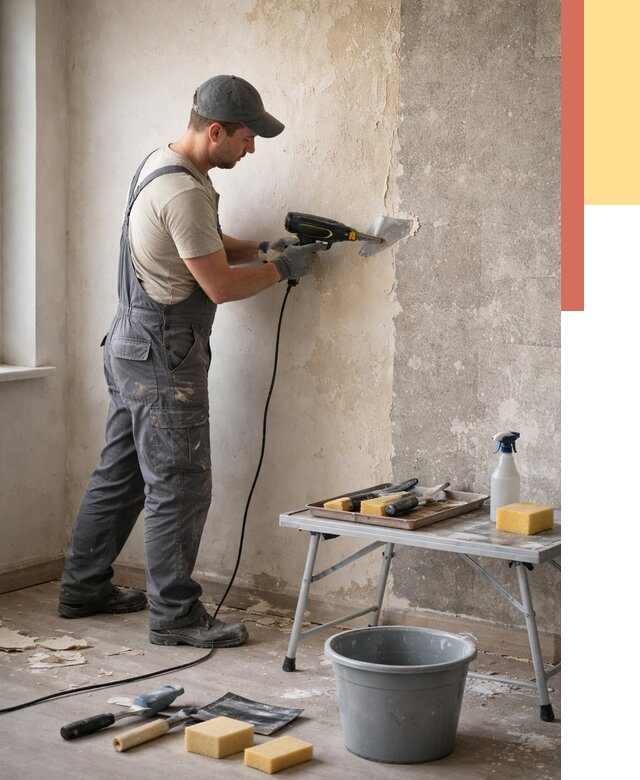 Очистка стен от клея в Холмске от 1900 руб. — снятие и удаление клея со стен | ОТДЕЛОЧНИК-Хлм