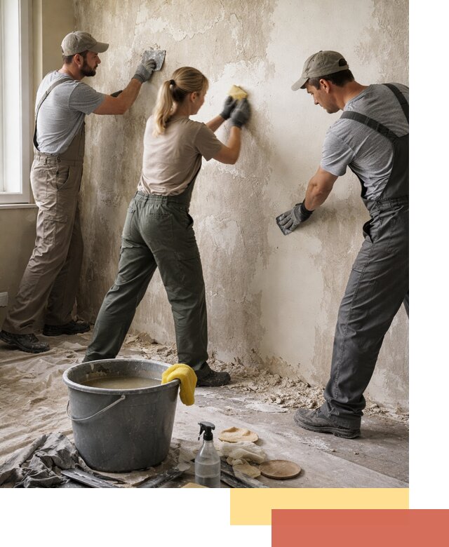 Очистка стен от клея и грунтовки в Холмске качественно и быстро