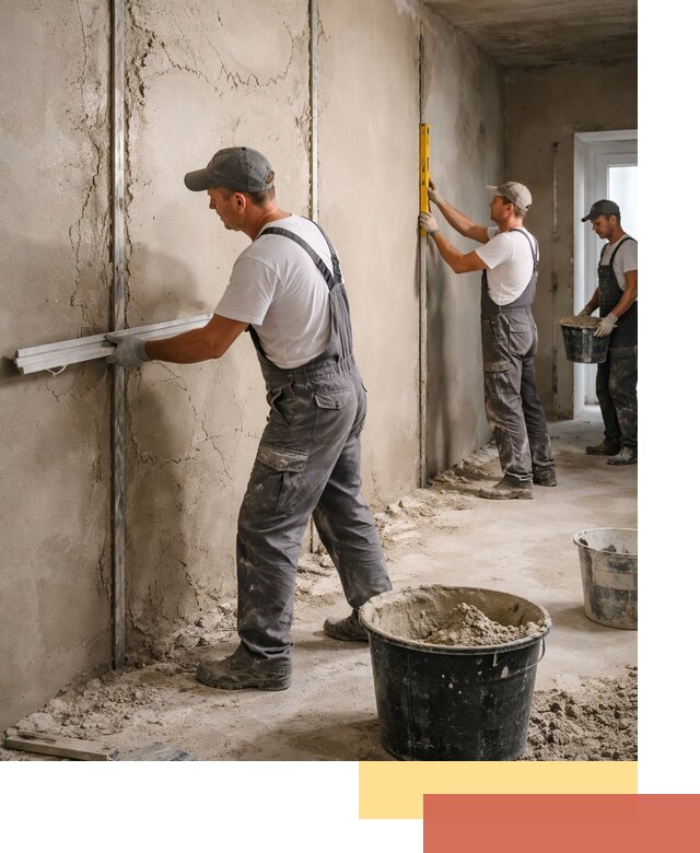 Штукатурка стен по маякам в Холмске — точная и ровная поверхность