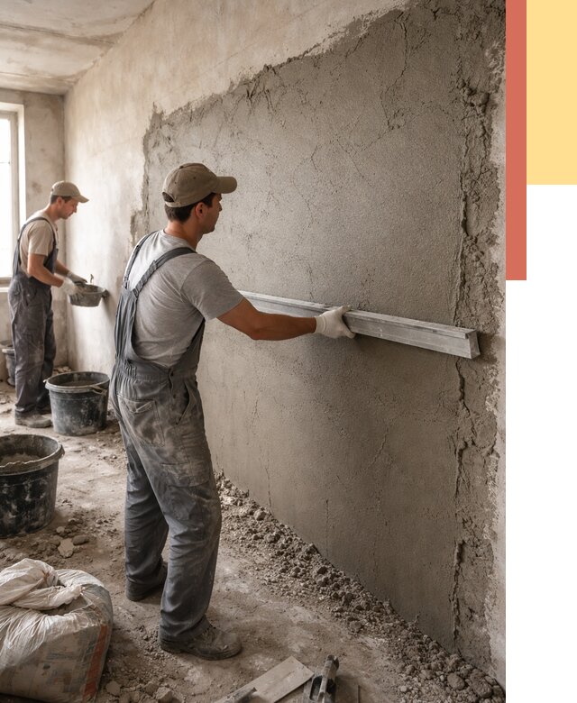 Цементная штукатурка стен в Холмске от 4622 руб/м2 — быстро и недорого | ОТДЕЛОЧНИК-Хлм