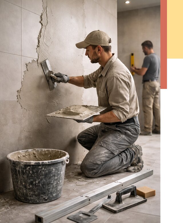 Штукатурка стен в ванной в Холмске от 4622 руб./м² — выравнивание под ключ | ОТДЕЛОЧНИК-Хлм