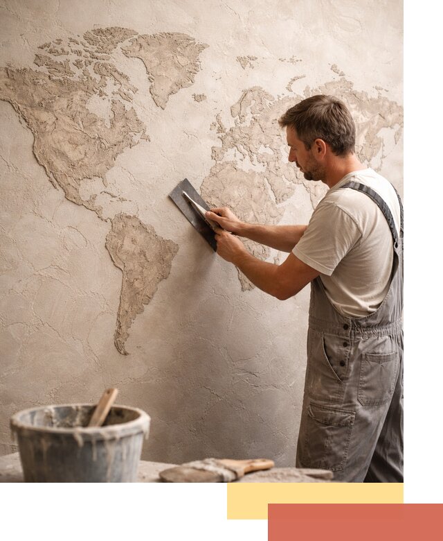 Декоративная штукатурка «Карта мира» под ключ в Холмске