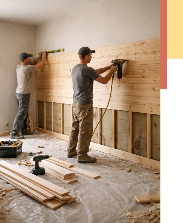 Монтаж деревянной вагонки на стены в Холмске от 7703 руб. | Услуги монтажа вагонки | ОТДЕЛОЧНИК-Хлм