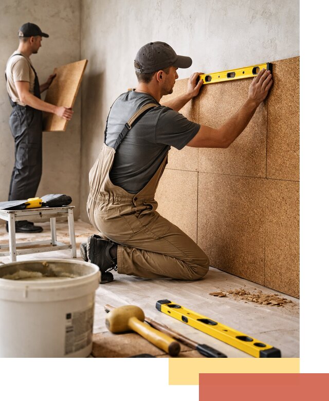 Монтаж пробковых панелей на стены в Холмске быстро и качественно