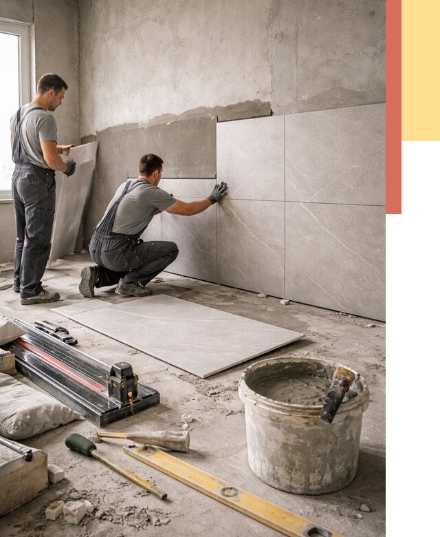 Облицовка стен керамогранитом в Холмске от 4314 руб./м² — услуги под ключ | ОТДЕЛОЧНИК-Хлм