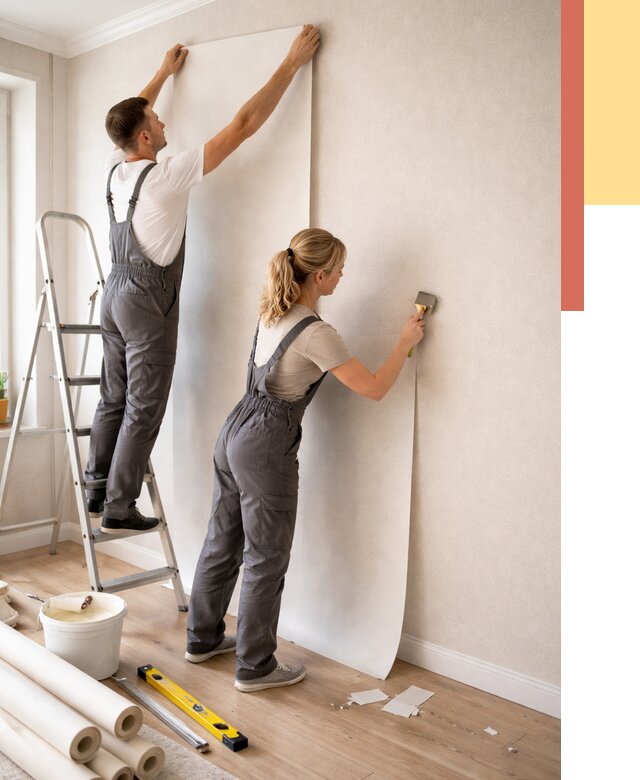 Поклейка флизелиновых обоев в Холмске от 6163 руб. | Быстро и недорого — ОТДЕЛОЧНИК-Хлм