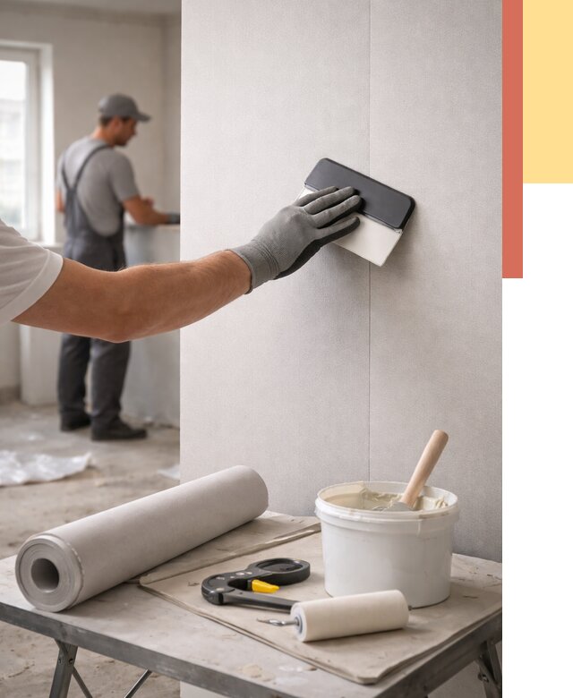 Поклейка обоев под покраску в Холмске от 3595 руб. за м2 | ОТДЕЛОЧНИК-Хлм