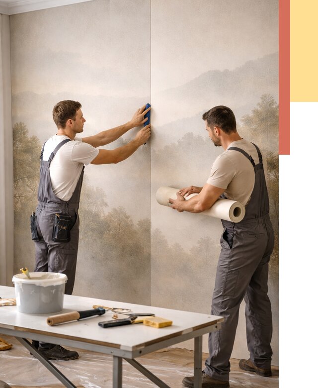 Поклейка фотообоев в Холмске от 8730 руб/м² — быстро и недорого | ОТДЕЛОЧНИК-Хлм