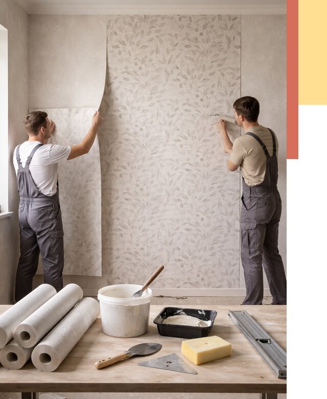 Поклейка обоев с подбором рисунка в Холмске от 3595 руб. | ОТДЕЛОЧНИК-Хлм - быстро и недорого