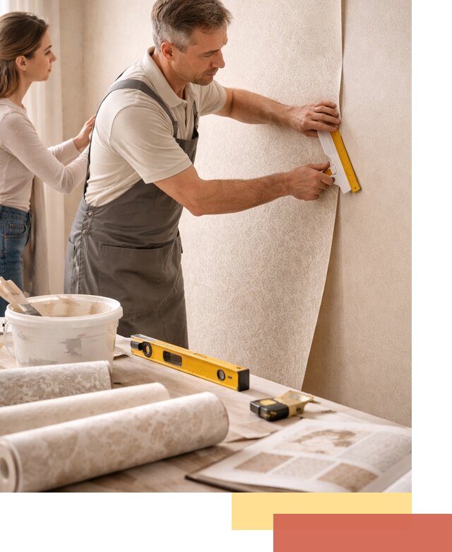 Поклейка обоев с подбором рисунка в Холмске