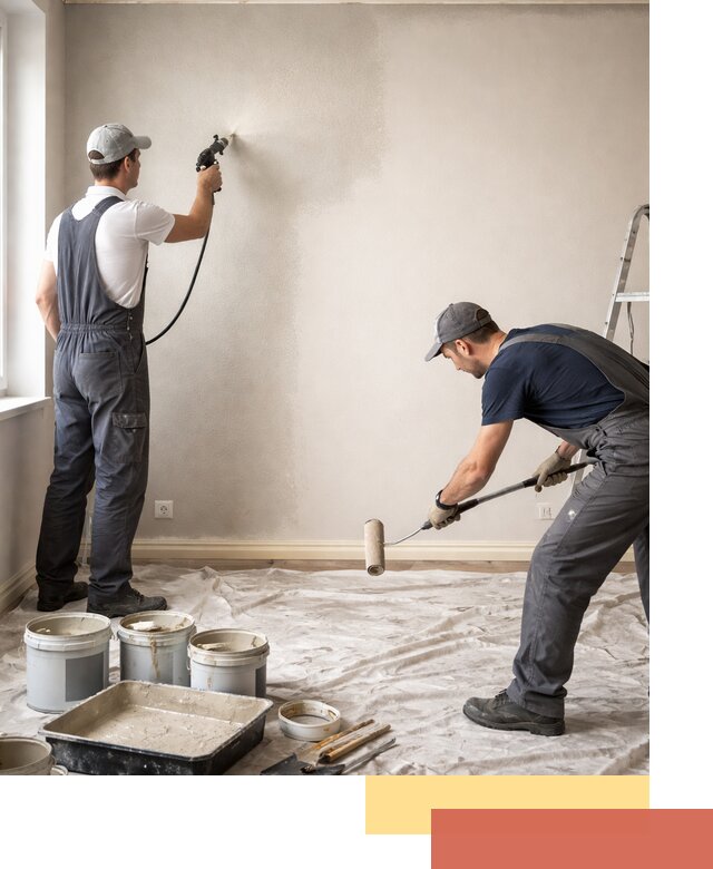 Покраска стен моющейся краской и защита поверхностей в Холмске