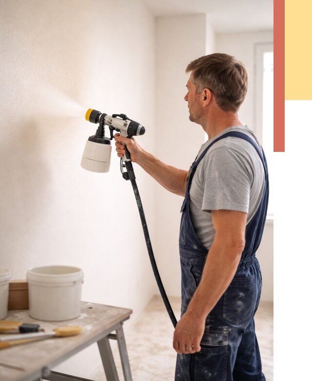 Покраска стен краскопультом в Холмске от 7703 руб. — механизированная покраска | ОТДЕЛОЧНИК-Хлм