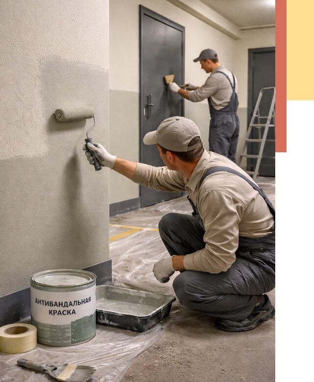 Покраска стен антивандальной краской в Холмске от 4622 руб./м² под ключ | ОТДЕЛОЧНИК-Хлм