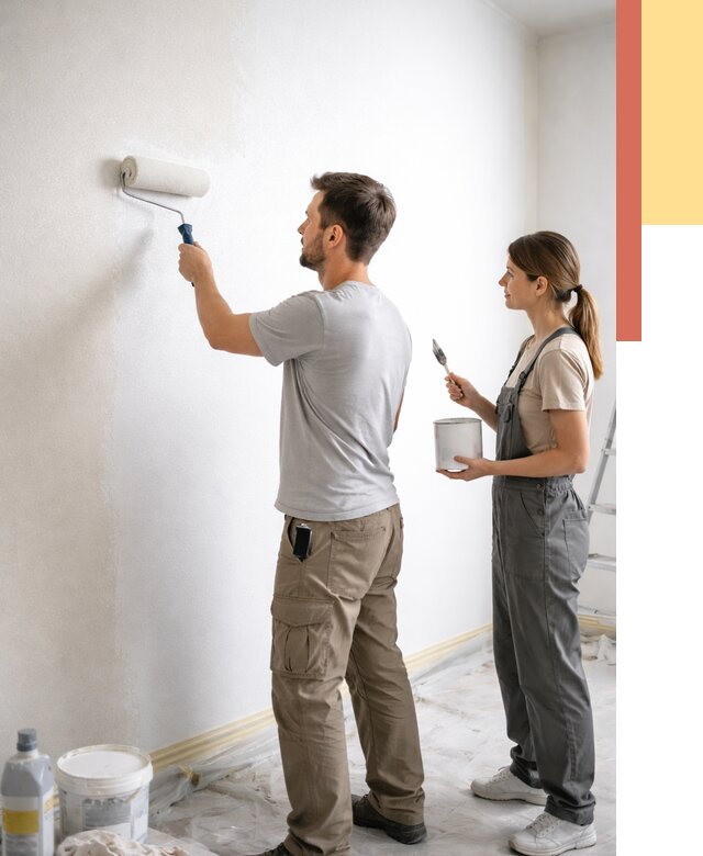 Окраска стен по стеклохолсту в Холмске от 4622 руб/м² под ключ | ОТДЕЛОЧНИК-Хлм