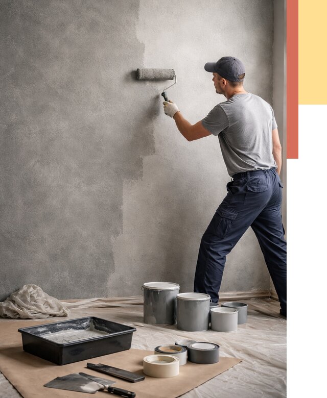 Покраска стен под бетон в Холмске от 668 руб. за м2 — быстро и недорого | ОТДЕЛОЧНИК-Хлм