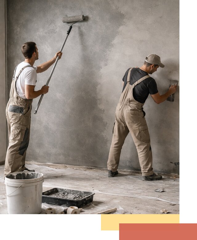 Покраска стен под бетон в Холмске профессионально и недорого