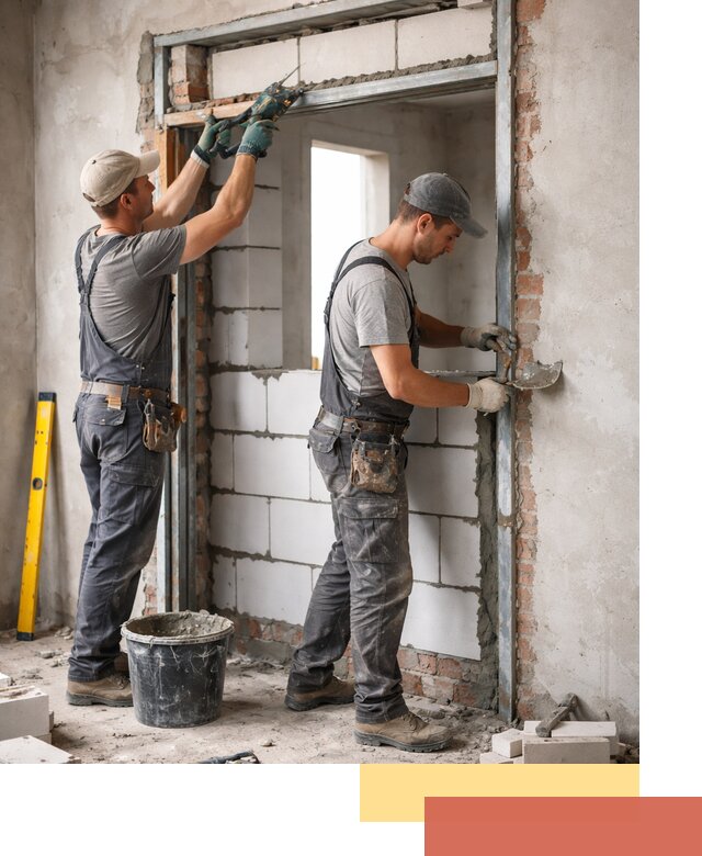 Закладка дверного проема под ключ в Холмске: демонтаж, монтаж, отделка