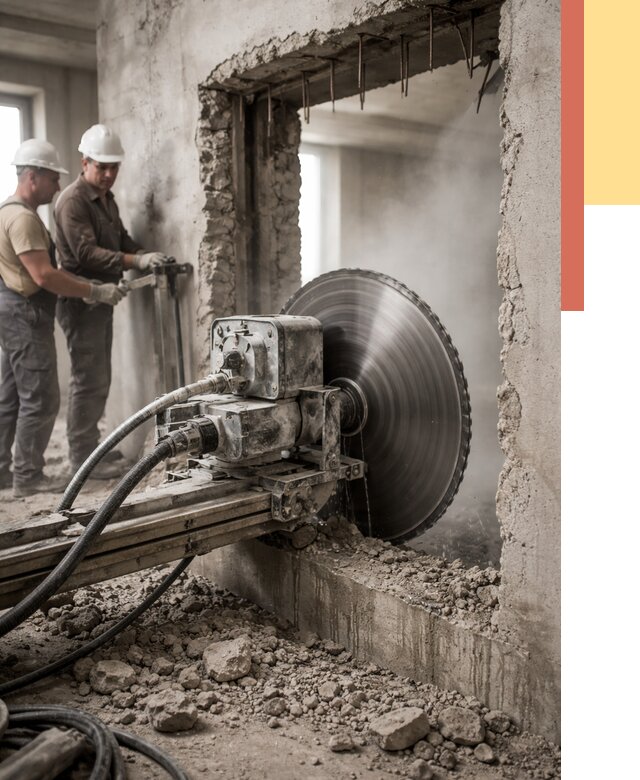 Алмазная резка проемов в Холмске от 4622 руб. быстро и недорого | ОТДЕЛОЧНИК-Хлм