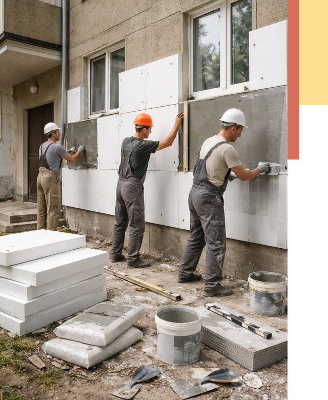 Утепление стен пенопластом в Холмске от 1797 руб. — недорого и под ключ | ОТДЕЛОЧНИК-Хлм