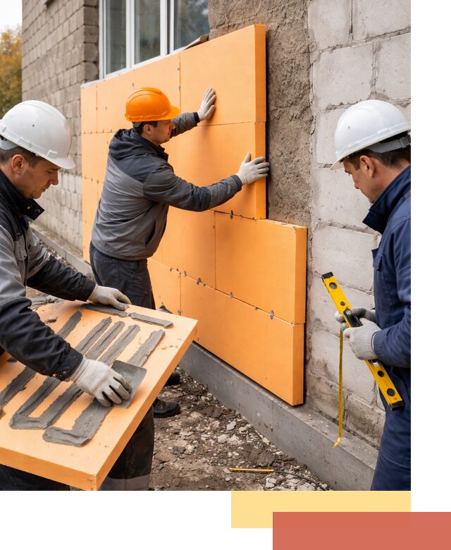 Утепление фасада пеноплексом под ключ в Холмске