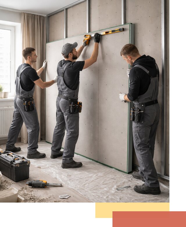 Шумоизоляция стен панелями ЗИПС в Холмске для жилых и коммерческих помещений