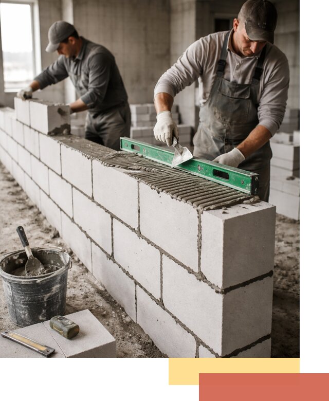 Кладка перегородок из газобетона в Холмске быстро и качественно