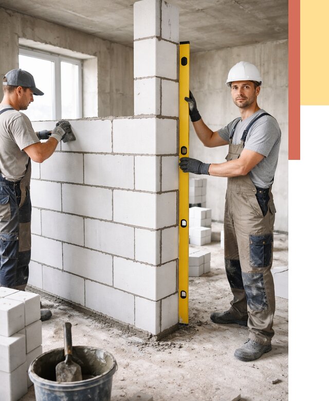 Кладка перегородок из пеноблока в Холмске от 1849 руб. под ключ | ОТДЕЛОЧНИК-Хлм