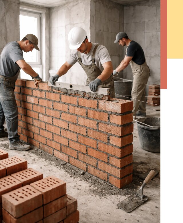 Кладка перегородок из кирпича в Холмске от 3595 руб. за м² | ОТДЕЛОЧНИК-Хлм