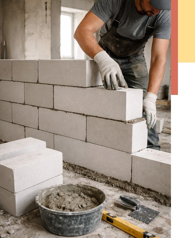 Кладка перегородок из силикатного блока в Холмске от 4108 руб. под ключ | ОТДЕЛОЧНИК-Хлм