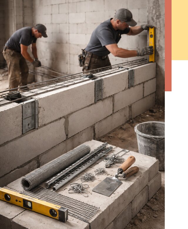 Армирование кладки перегородок в Холмске от 770 руб. под ключ | ОТДЕЛОЧНИК-Хлм