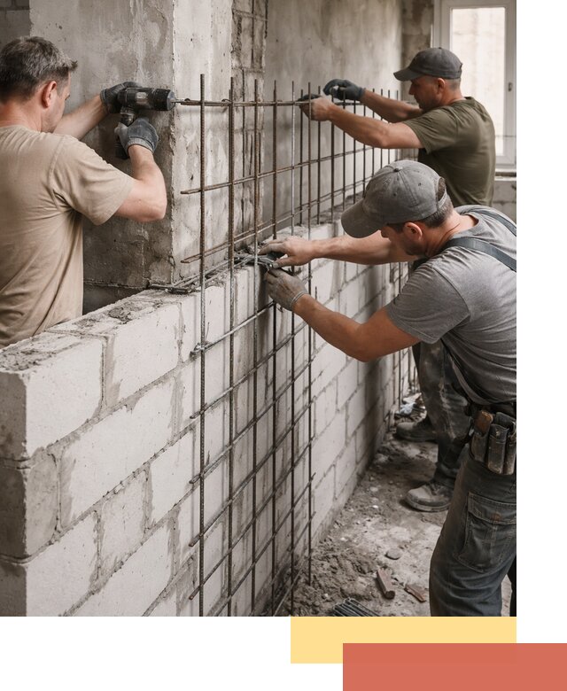 Армирование кладки перегородок в Холмске профессионально и надёжно