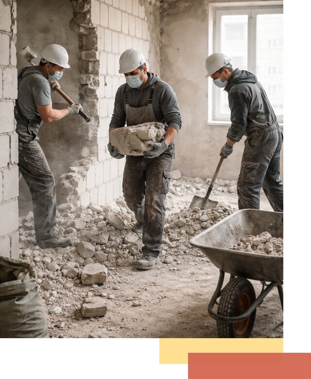 Демонтаж блочных перегородок в Холмске быстро и аккуратно