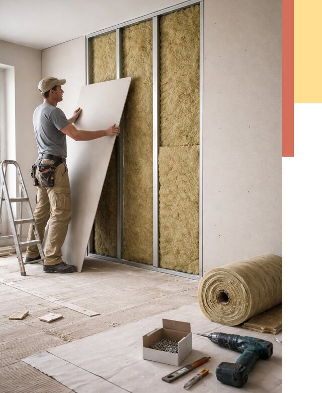 Перегородка из гипсокартона с шумоизоляцией в Холмске от 3205 руб. | ОТДЕЛОЧНИК-Хлм