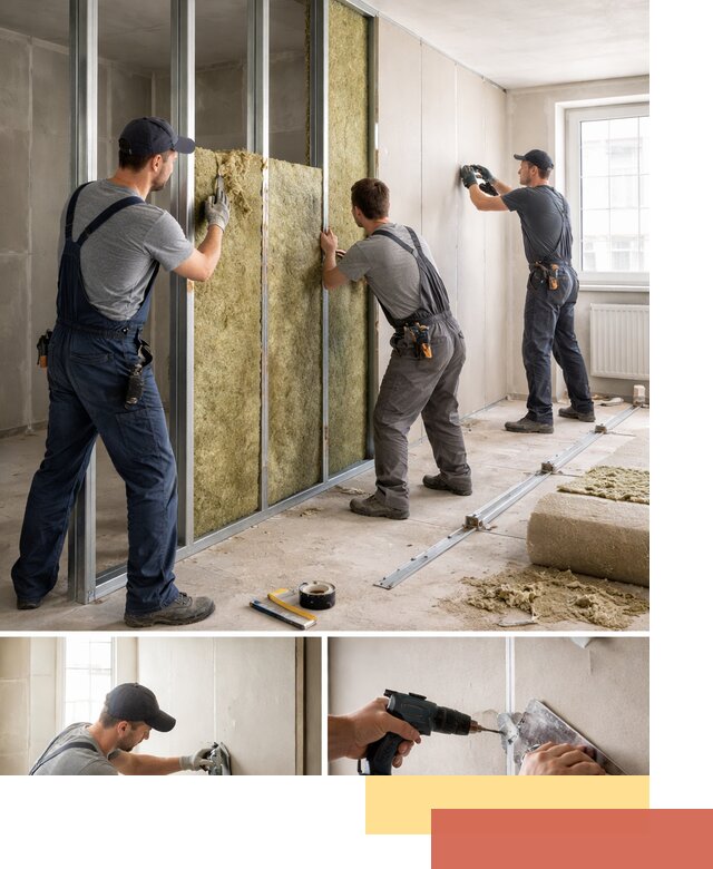 Перегородка из гипсокартона с шумоизоляцией в Холмске — монтаж под ключ