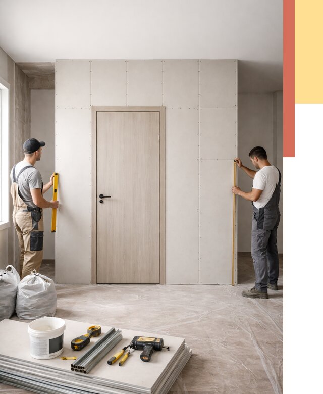 Перегородка из гипсокартона с дверью в Холмске от 4622 руб. под ключ | ОТДЕЛОЧНИК-Хлм