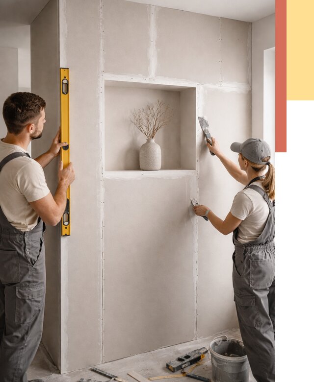 Перегородка из гипсокартона с нишей в Холмске от 3338 руб. под ключ | ОТДЕЛОЧНИК-Хлм