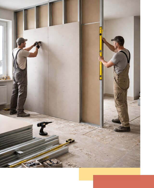 Зонирующая перегородка из гипсокартона под ключ в Холмске