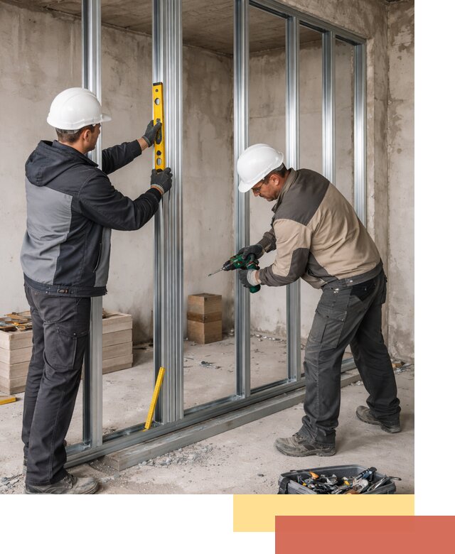 Монтаж каркаса перегородки из профиля в Холмске